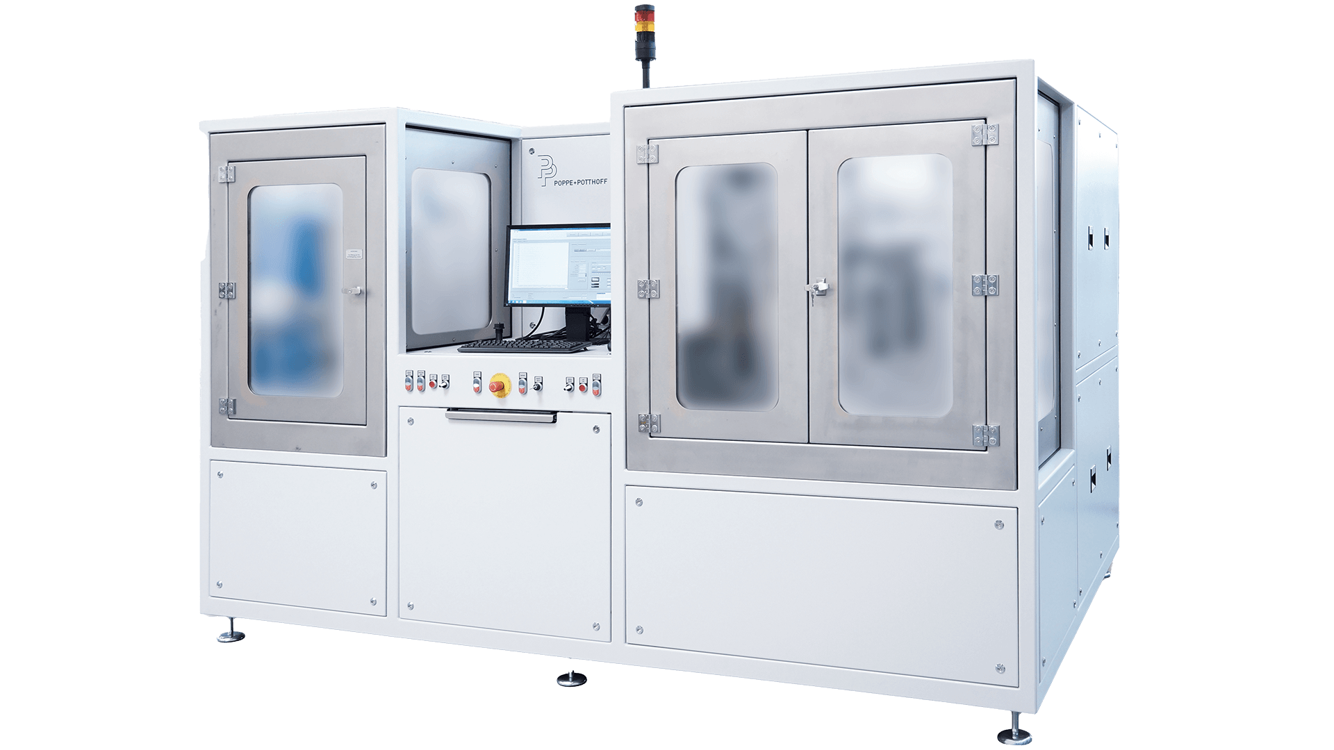 Pressure test stand with two test chambers by Poppe + Potthoff Maschinenbau